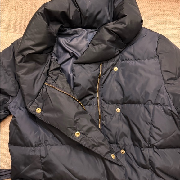 Made in Japan Luxury Navy Puffer Down Coat with Belt - Italian Fabric - Size XS - Picture 5 of 11